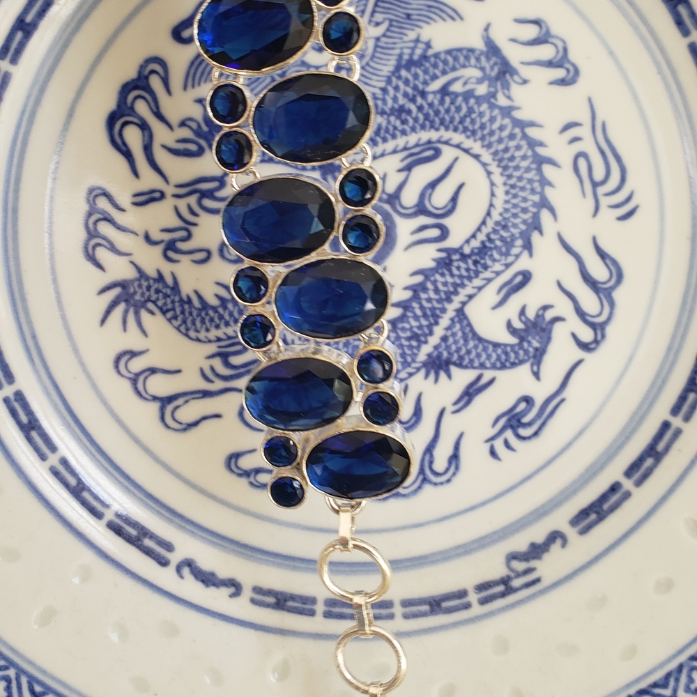 Sapphire & Sterling Bracelet-New, Huge Gemstones, Handmade by Artisans-Knockout! - Picture 12 of 16